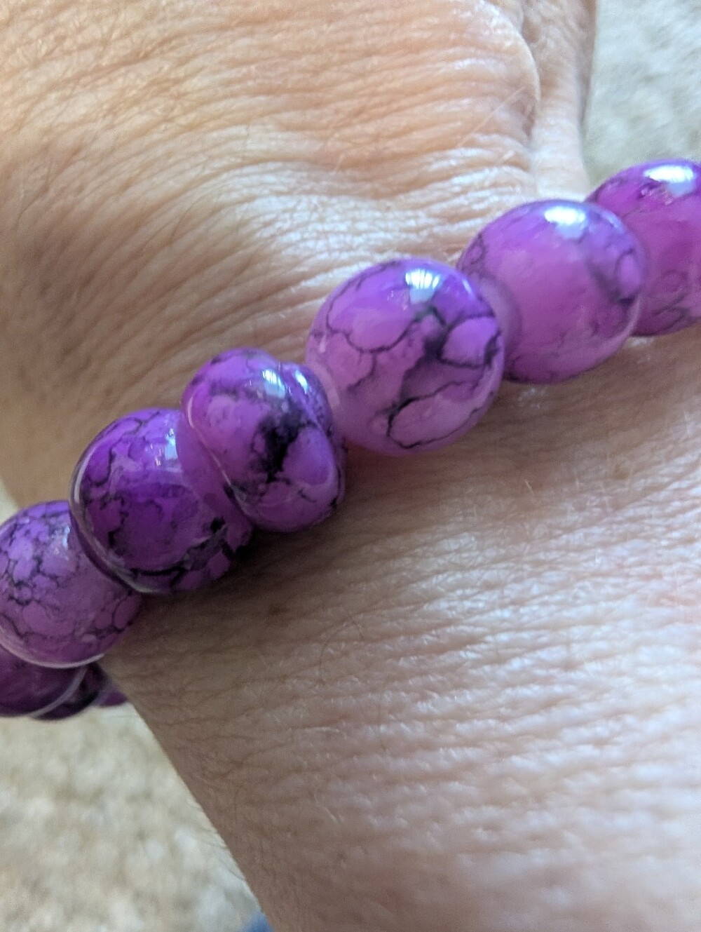 Purple Beaded Amethyst  Stretch Bracelet - Unbranded